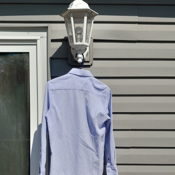 Christian Lacroix Mens M Blue and White Casual Button Down Shirt 100% Cotton - Picture 4 of 5